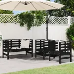 Set mobilier de grădină, 3 piese, negru, lemn masiv pin GartenMobel Dekor