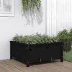 Jardinieră de grădină, negru, 82,5x82,5x39 cm lemn masiv de pin GartenMobel Dekor