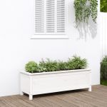 Strat înălțat de grădină, alb, 119,5x40x39 cm, lemn masiv pin GartenMobel Dekor