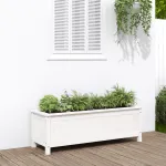 Strat înălțat de grădină, alb, 119,5x40x39 cm, lemn masiv pin GartenMobel Dekor