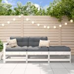Set mobilier de grădină, 3 piese, alb, lemn masiv de pin GartenMobel Dekor