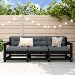 Set mobilier de grădină, 3 piese, negru, lemn masiv pin GartenMobel Dekor