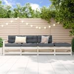 Set mobilier relaxare de grădină, 4 piese, alb, lemn masiv pin GartenMobel Dekor