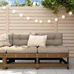 Canapele de mijloc cu perne 2 buc. maro miere lemn masiv de pin GartenMobel Dekor