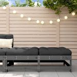 Taburete de grădină cu perne, 2 buc., gri, lemn masiv de pin GartenMobel Dekor