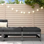 Taburete de grădină cu perne, 2 buc., gri, lemn masiv de pin GartenMobel Dekor