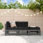 Set mobilier de grădină, 3 piese, gri, lemn masiv de pin GartenMobel Dekor