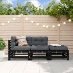 Set mobilier de grădină, 3 piese, negru, lemn masiv pin GartenMobel Dekor