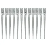 Țăruși de sol, 12 buc., argintiu, 7x7x75 cm, oțel galvanizat GartenMobel Dekor