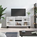 Comodă TV, alb extralucios, 103,5x30x50 cm, lemn compozit GartenMobel Dekor