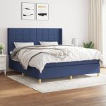 Pat continental cu saltea, albastru, 160x200cm, material textil GartenMobel Dekor