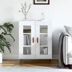 Servantă, alb extralucios, 69,5x34x90 cm, lemn compozit GartenMobel Dekor