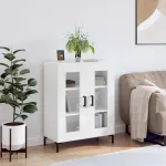 Servantă, alb extralucios, 69,5x34x90 cm, lemn compozit GartenMobel Dekor