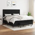 Pat box spring cu saltea, negru, 180x200 cm, catifea GartenMobel Dekor
