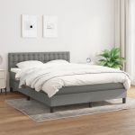 Pat box spring cu saltea, gri închis, 140x190 cm, textil GartenMobel Dekor