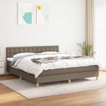 Pat box spring cu saltea, gri taupe, 160x200 cm material textil GartenMobel Dekor