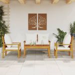 Set mobilier de grădină cu perne, 4 piese, lemn masiv de acacia GartenMobel Dekor