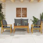 Set mobilier de grădină cu perne, 4 piese, lemn masiv de acacia GartenMobel Dekor