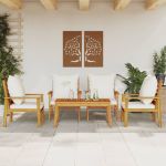 Set mobilier de grădină cu perne, 5 buc., lemn masiv acacia GartenMobel Dekor