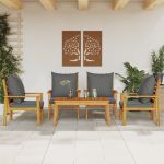 Set mobilier de grădină cu perne, 5 buc., lemn masiv acacia GartenMobel Dekor