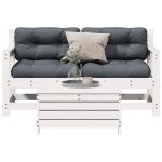 Set mobilier de grădină cu perne, 3 piese, alb, lemn masiv pin GartenMobel Dekor
