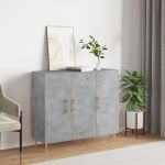 Servantă, gri beton, 90x34x80 cm, lemn compozit GartenMobel Dekor