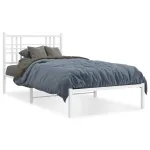 Cadru de pat din metal cu tăblie, alb, 100x200 cm GartenMobel Dekor