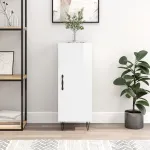 Servantă, alb extralucios, 34,5x34x90 cm, lemn compozit GartenMobel Dekor