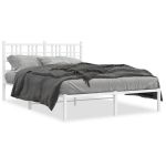 Cadru de pat metalic cu tăblie, alb, 135x190 cm GartenMobel Dekor