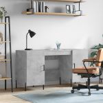 Birou, gri beton, 140x50x75 cm, lemn compozit GartenMobel Dekor