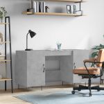 Birou, gri beton, 140x50x75 cm, lemn compozit GartenMobel Dekor