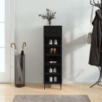 Pantofar, negru, 30x35x105 cm, lemn compozit GartenMobel Dekor