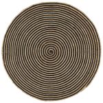 Covor lucrat manual cu model spiralat, negru, 90 cm, iută GartenMobel Dekor