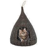Casă de pisici cu pernă, gri, 40x60 cm, salcie naturală, teepee GartenMobel Dekor