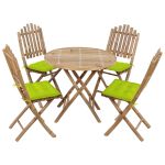 Set mobilier de exterior pliabil, cu perne, 5 piese, bambus GartenMobel Dekor