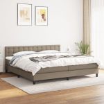 Pat box spring cu saltea, gri taupe, 200x200 cm, textil GartenMobel Dekor