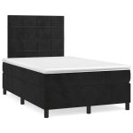 Pat box spring cu saltea, negru, 120x190 cm, catifea GartenMobel Dekor