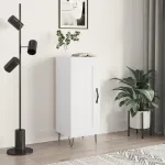 Servantă, alb extralucios, 34,5x34x90 cm, lemn compozit GartenMobel Dekor