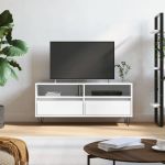 Comodă TV, alb extralucios, 100x34,5x44,5 cm, lemn prelucrat GartenMobel Dekor