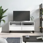 Comodă TV, alb extralucios, 100x34,5x44,5 cm, lemn prelucrat GartenMobel Dekor