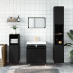 Dulap de baie, negru, 58x33x60 cm, lemn prelucrat GartenMobel Dekor