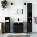 Dulap de baie, negru, 58x33x60 cm, lemn prelucrat GartenMobel Dekor
