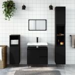 Dulap de baie, negru, 65x33x60 cm, lemn prelucrat GartenMobel Dekor