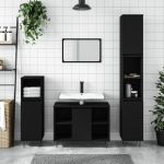 Dulap pentru baie, negru, 80x33x60 cm, lemn compozit GartenMobel Dekor