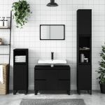 Dulap pentru baie, negru, 80x33x60 cm, lemn compozit GartenMobel Dekor