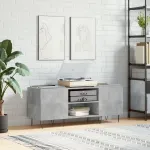 Dulap pentru discuri gri beton, 121x38x48 cm, lemn prelucrat GartenMobel Dekor