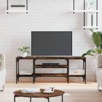 Comodă TV, stejar afumat, 121x35x45 cm, lemn prelucrat & fier GartenMobel Dekor
