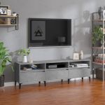 Comodă TV, gri beton, 150x30x44,5 cm, lemn prelucrat GartenMobel Dekor