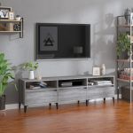 Comodă TV, gri sonoma, 150x30x44,5 cm, lemn prelucrat GartenMobel Dekor