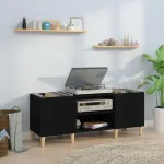 Comodă discuri, negru, 121x38x48 cm, lemn prelucrat GartenMobel Dekor